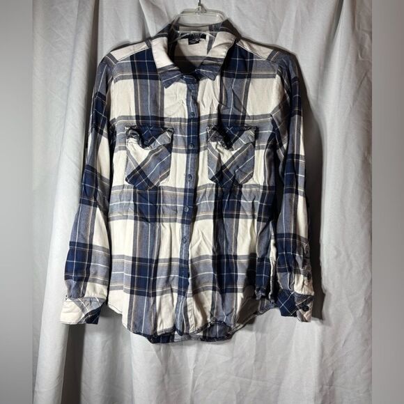 Sanctuary Navy Blue Flannel Long Sleeve Shirt Size X-Small EPC - Picture 1 of 3